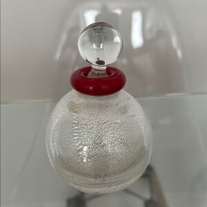 Murano Clear and Red Glass Perfume Bottle